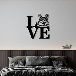 Панно Love Вельш Коргі Пемброк 20x23 см - Картини та лофт декор з дерева на стіну.