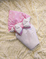 Велюровый конверт - плед для новорожденных со съемным синтепоном Розовые короны ШкодаМода Розовый
