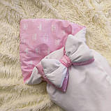 Велюрова ковдра - плед для новонароджених зі з'ємним синтепоном Рожеві корони ШкодаМода Рожевий, фото 2