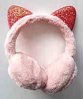 Хутряні навушники Fashion з вушками Рожеві (МЕХ107)