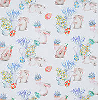 Ткань пасхальная декоративная лорента для скатертей штор римских штор портьер декоративных подушек кролики