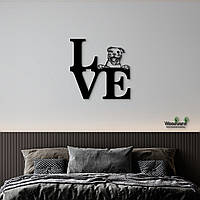 Панно Love Стаффордширский бультерьер 20x20 см - Картины и лофт декор из дерева на стену.