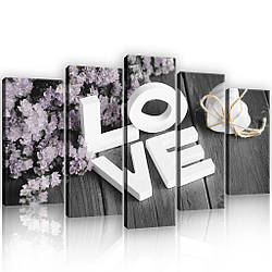 Модульна картина на полотні 100x60 см Напис кохання (PS11722S17) Найкраща якість