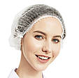 Набір (100шт./уп.) одноразових шапочок "гармошка" з нетканого матеріалу для косметологічних процедур, фото 5