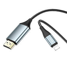Кабель (перехідник) Hoco UA15 Lightning - HDMI 2 м Чорний/ Сірий (UA15), фото 3