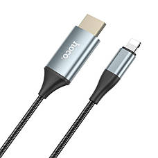 Кабель (перехідник) Hoco UA15 Lightning - HDMI 2 м Чорний/ Сірий (UA15), фото 4