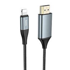 Кабель (перехідник) Hoco UA15 Lightning - HDMI 2 м Чорний/ Сірий (UA15), фото 5