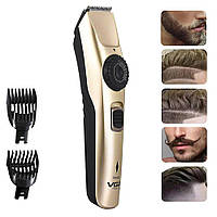 Машинка для стрижки волос VGR V-031 Золото/черный, аккумуляторный триммер для бороды с регулировкой длины (TI)