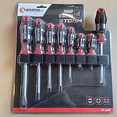 Набір викруток 8 од. (SL5.0*100 мм, SL6.0*38 мм, SL6.0*125 мм, SL8.0*150 мм, PH0*75 мм, PH1*100 мм) INTERTOOL VT-3438
