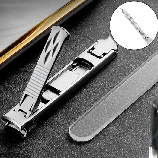 Кусачки для нігтів двосторонні складані + пилочка, з футляром для зберігання преміумкласу, сірий (KG-6251), фото 1