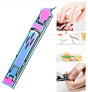 Кусачки для нігтів двосторонні складані + пилочка, з футляром для зберігання преміумкласу, сірий (KG-6251), фото 2