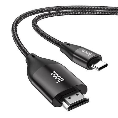 Кабель (перехідник) Hoco UA16 Type-C - HDMI 4K 2 м Чорний/ Сірий (UA16), фото 2