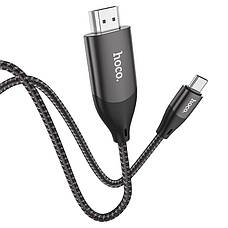 Кабель (перехідник) Hoco UA16 Type-C - HDMI 4K 2 м Чорний/ Сірий (UA16), фото 3
