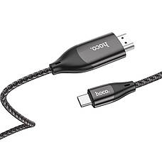 Кабель (перехідник) Hoco UA16 Type-C - HDMI 4K 2 м Чорний/ Сірий (UA16), фото 5