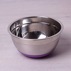 Миска з нержавіючої сталі d-18 х 9 см з антиковзним дном Kamille 4346