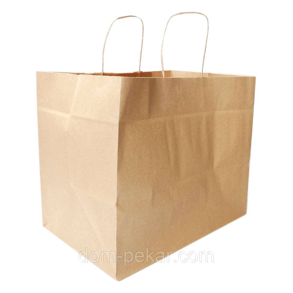 Пакет паперовий із широким дном 320*220 мм Н=270 мм Крафт (6 кексів) от ...