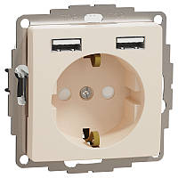 Розетка з заземленням та USB роз'ємами Schneider Electric Sedna Design бежевий (SDD112052)