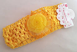 Пов'язка на голову дитяча Fashion з квіткою 4,5 см Жовта (BANGD013/6)