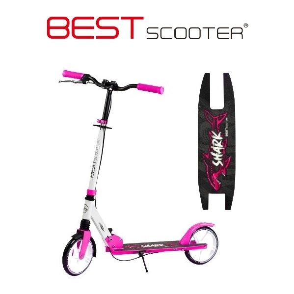 Двоколісний алюмінієвий самокат Best Scooter 42011 Shark Біло-малиновий