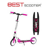 Двоколісний алюмінієвий самокат Best Scooter 42011 Shark Біло-малиновий, фото 10