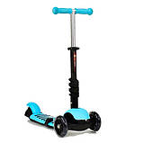 Дитячий самокат біговел сонечко Scooter 3 в 1, самокат із сидінням блакитний 17-1, фото 2