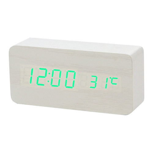 Годинник мережевий VST-862-4 зелений, (корпус білий) температура, USB