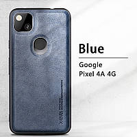 Кожаный чехол накладка для Google Pixel Пиксель 4A ( 4G ) СИНИЙ