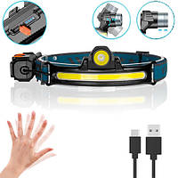 Ліхтар налобний BL-W678-2-P50+COB Line, Motion Sensor, Srtrong Li-Ion акум., zoom, ЗП Type-C