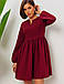 Молодіжне повсякденне плаття вільного крою з довгим рукавом, бордове, фото 2
