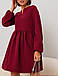 Молодіжне повсякденне плаття вільного крою з довгим рукавом, бордове, фото 4