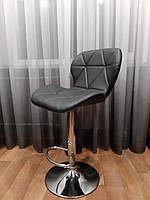 1 Барний стілець для барної стійки хокер з спинкою на кухню крісло барне високе Hoker еко шкіра B 087 чорний