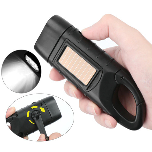 Ліхтар Luxury LS-015-3х0.5W, Li-Ion акум., динамо, сонячна батарея, карабін