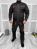 Робочий костюм Foreco Спецкостюм черный с оранжевым K1 Спецодежда куртка и полукомбинезон M