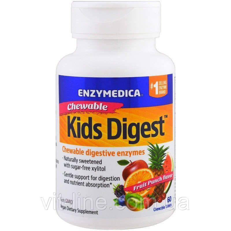 Enzymedica Kids Digest травні ферменти в формі жувальних таблеток зі смаком фруктового пуншу 60 жувальних таблеток