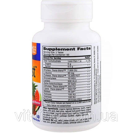 Enzymedica Kids Digest травні ферменти в формі жувальних таблеток зі смаком фруктового пуншу 60 жувальних таблеток, фото 2