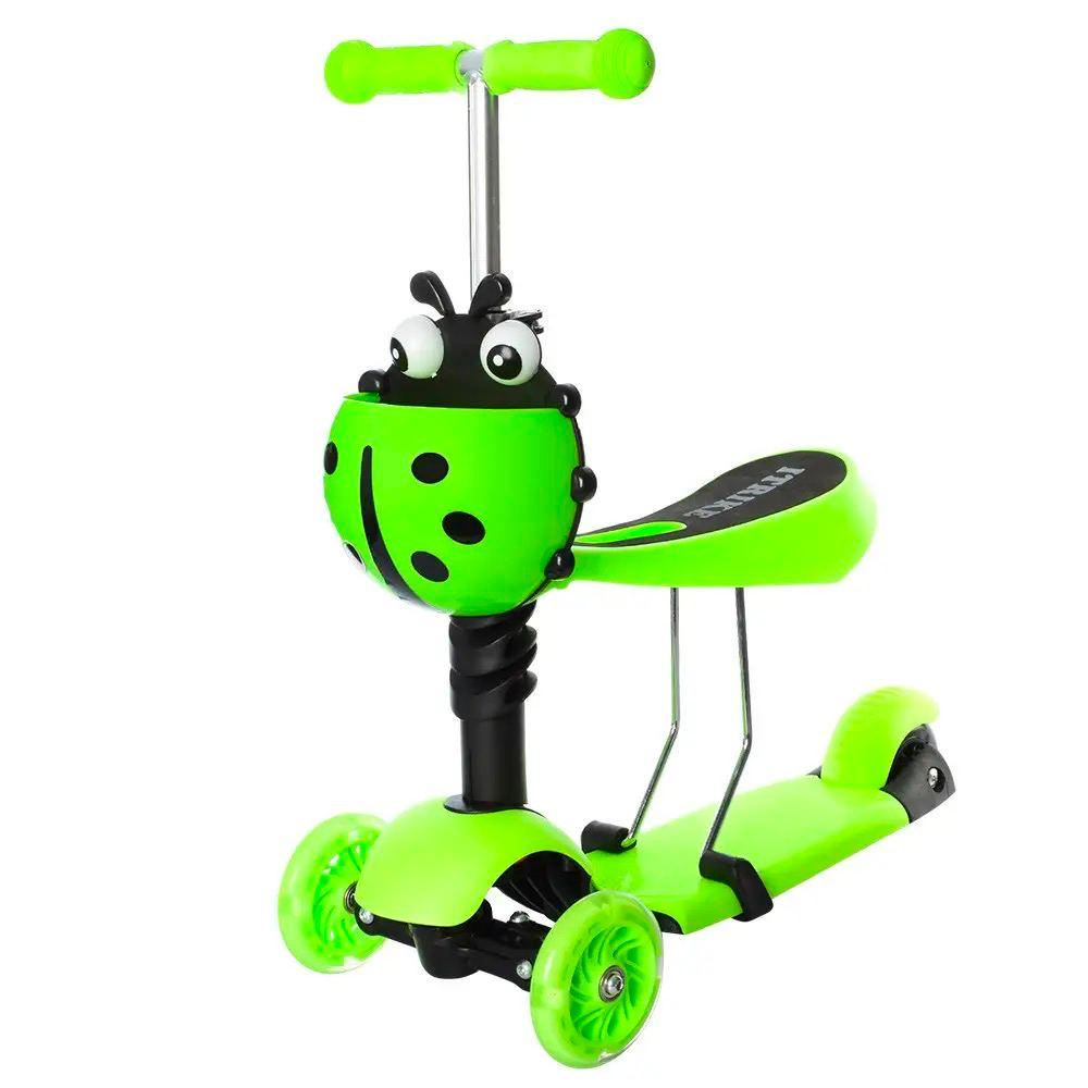 Дитячий самокат біговел сонечко Scooter 3 в 1, самокат із сидінням салатовий 17-1