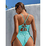 Жіночий суцільний купальник на зав'язках – стильна модель для пляжу та басейну, фото 9