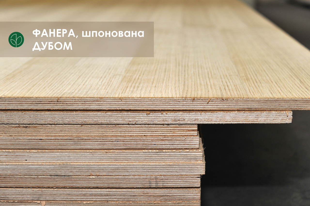 Фанера березова, шпонована дубом, 22 мм — 2,5х1,25 м, фото 1
