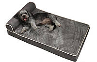 Лежак для собак і кішок з узголів'ям 75 х 50 х 14 см Сірий