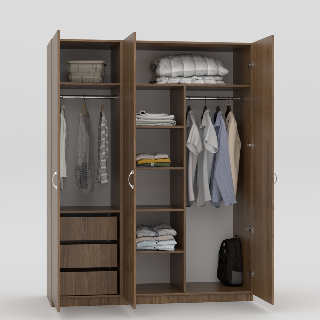Шафа для одягу розпашна "Дуэт" 1950x1500x520мм Дуб Родос темний, фото 1