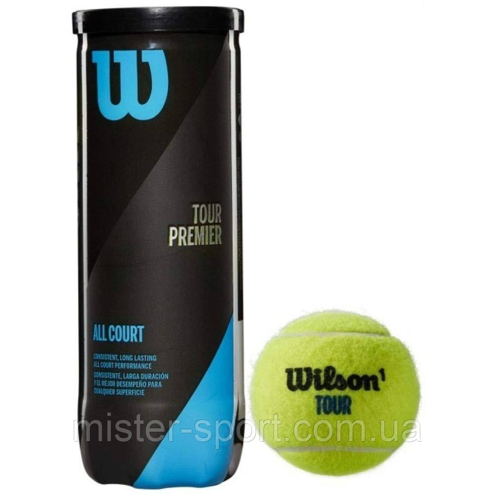 Нові м'ячі Wilson Tour Premier All Court для великого тенісу 3 м'яча в банці, фото 1