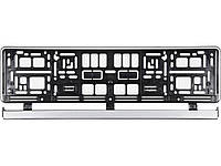 Рамка под номерной знак авто: серебряная, пластиковая 529 х 132 х 11 мм VOREL 83290