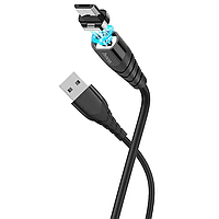 Кабель магнитный для зарядки телефона MicroUSB Andoid HOCO X63 |100см, 2.4A| Черный