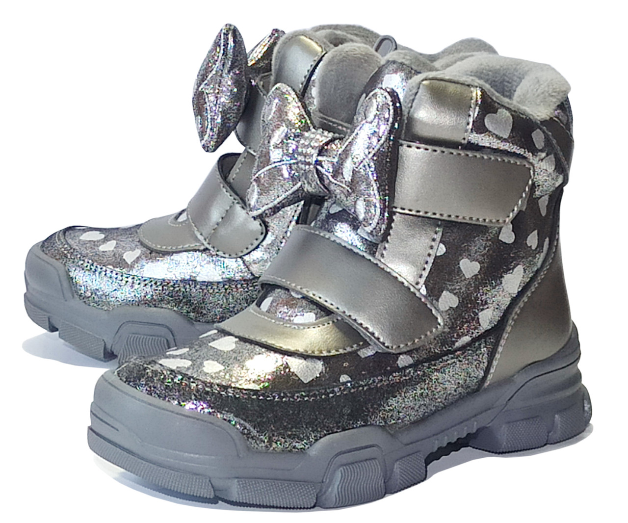 Дитячі зимові черевики для дівчинки на овчині Weestep 7802 срібні. Розмір 29