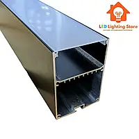 Профіль алюмінієвий LSB-50AB чорний 50*70 мм та матовий розсіювач (Комплект 2м.)