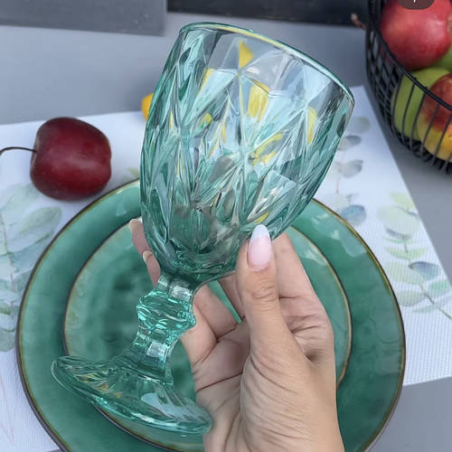 Бокалы для вина из цветного стекла 6 шт Glassware 320 мл бирюзовый (ID ...