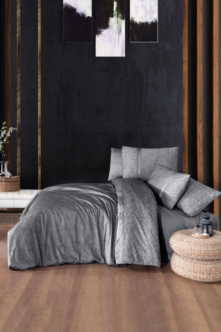 Турецька Постільна Білизна La Roman Premium Satin 300TC Nesy Grey 200х220см