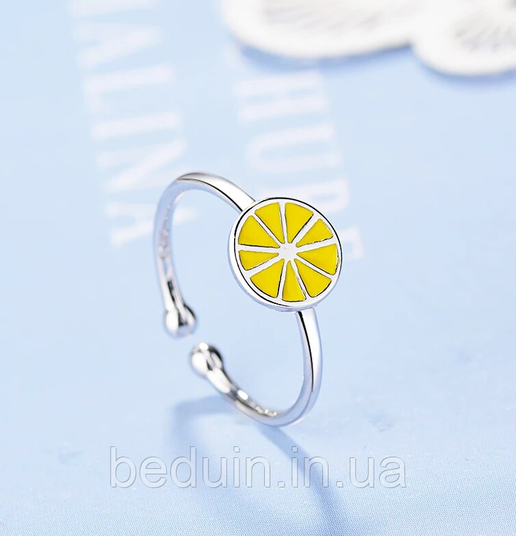 Посеребряное маленькое кольцо "Лимон" серебрянное покрытие 925 пробы EGYPT SILVER