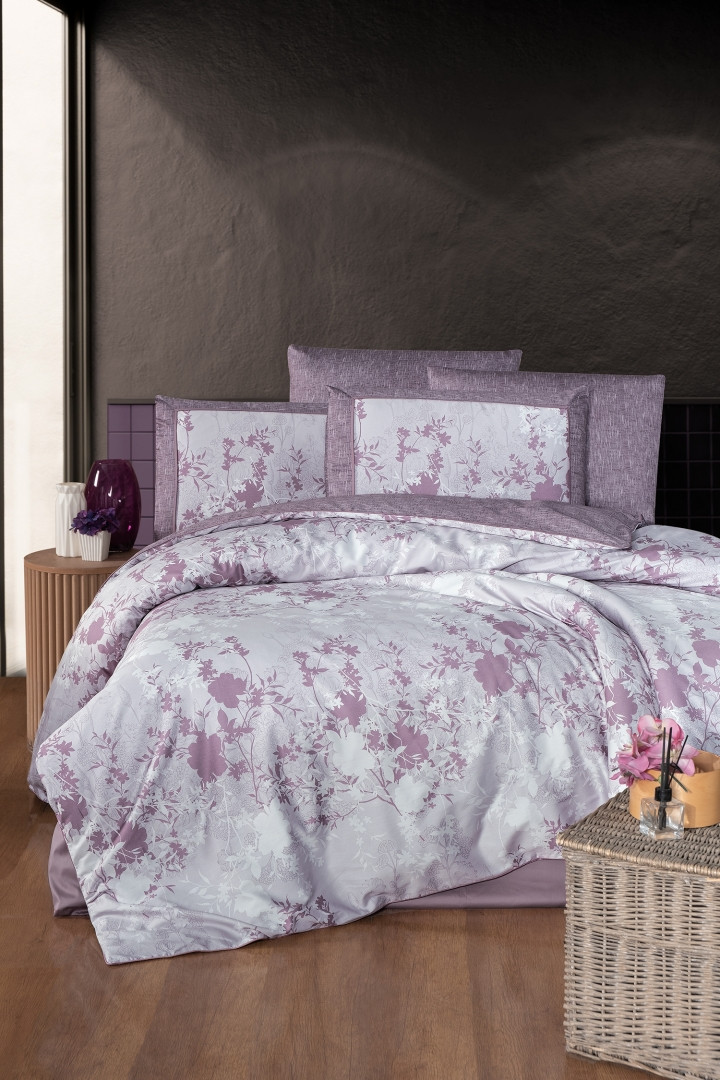 Турецька Постільна Білизна La Roman Premium Satin 300TC Lily Berry 200х220см