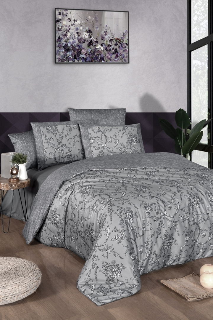 Турецька Постільна Білизна La Roman Premium Satin 300TC Dema Grey 200х220см
